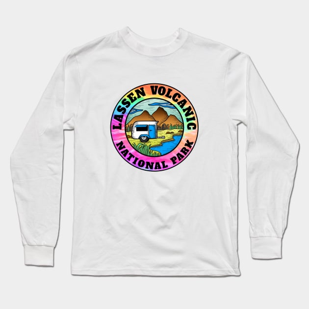 Lassen Volcanic National Park California Camper Camping Camp Trailer Long Sleeve T-Shirt by DD2019